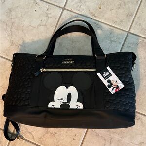 Disney Black Mickey Mouse Weekender Bag with Gold Zipper
